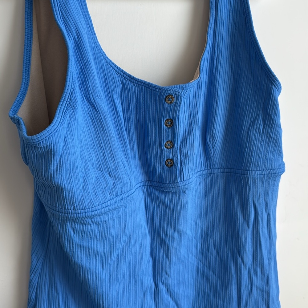Albion Ribbed Blue Button-Front Swimsuit - Picture 2 of 5